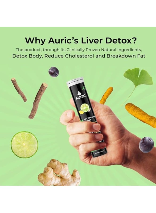 AURIC - Auric Liver Detox Effervescent Fizzy Water with 10 Ayurvedic Herbs Drop, Dissolve, Fizz, Drink 40 Tablets - Image 1