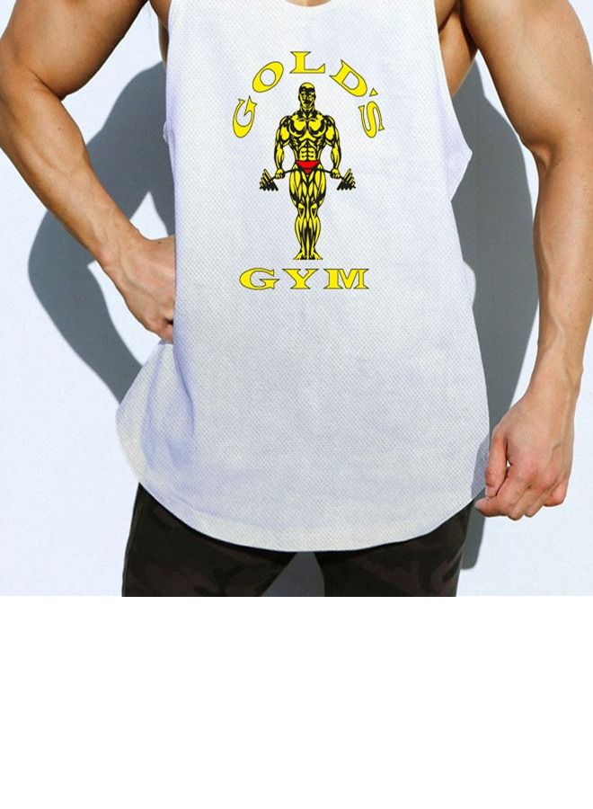 Loquat Loose Fitting Slim Belt Fitness Vest White  - Image 2