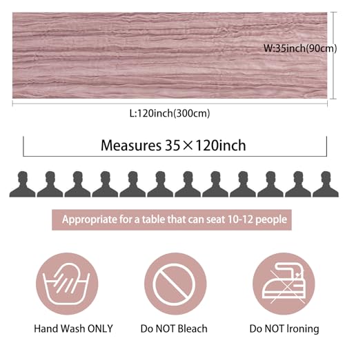 Fivenl 12 Pack 10Ft Cheesecloth Table Runner 35x120 Inch Boho Gauze Rustic Cheese Cloth Long Romantic Table Runner for Wedding Bridal Shower Birthday Party Table Decor (Dusty Pink) - Image 2