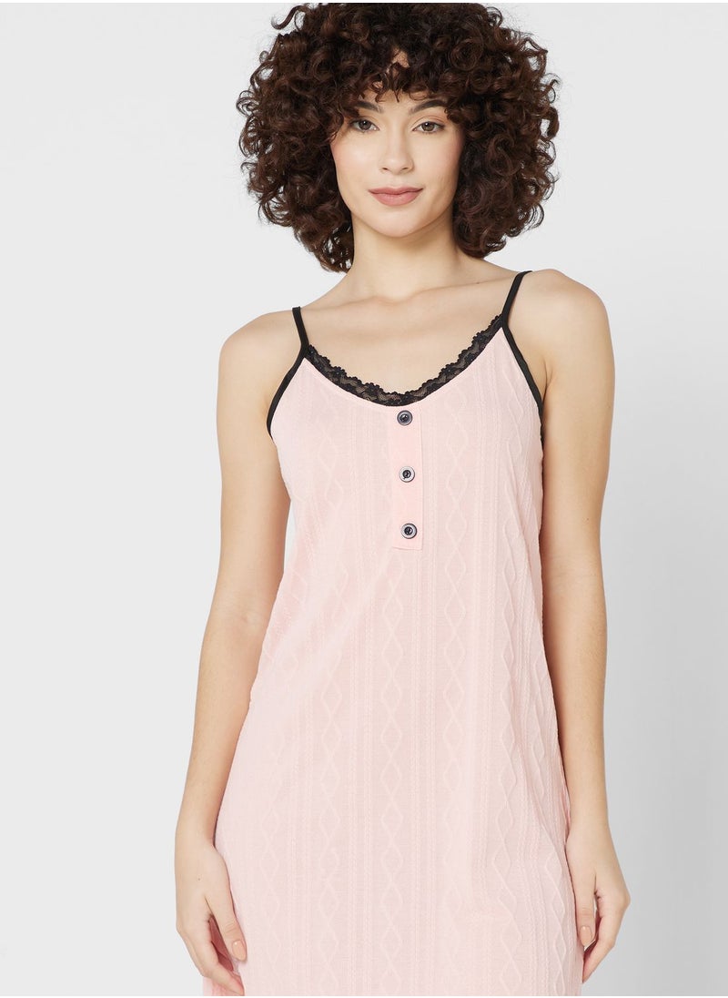 Ginger - Rib Nightie With Placket Detail - Image 1