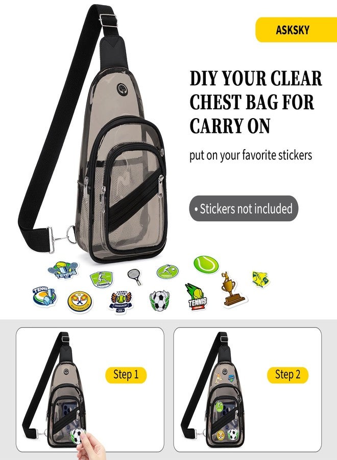 ASKSKY Clear Bag for Stadium Events, Clear Backpack Purse for Women Waterproof PVC Crossbody Fanny Pack for Concert Football Sport Hiking Travel, Semi Black - Image 5