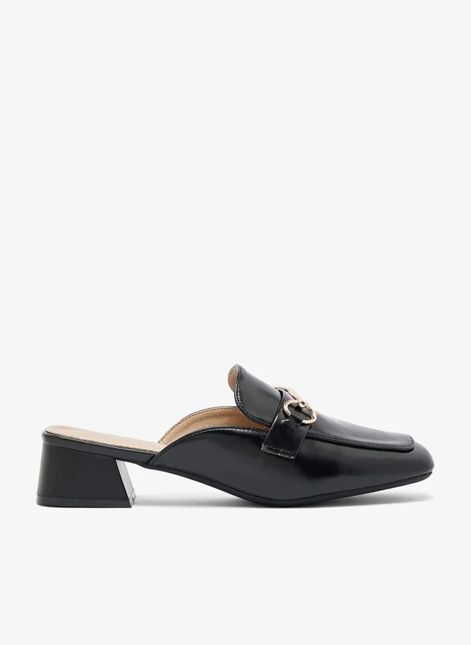 ELLA Open Back Penny Loafers With Gold Accent Detail