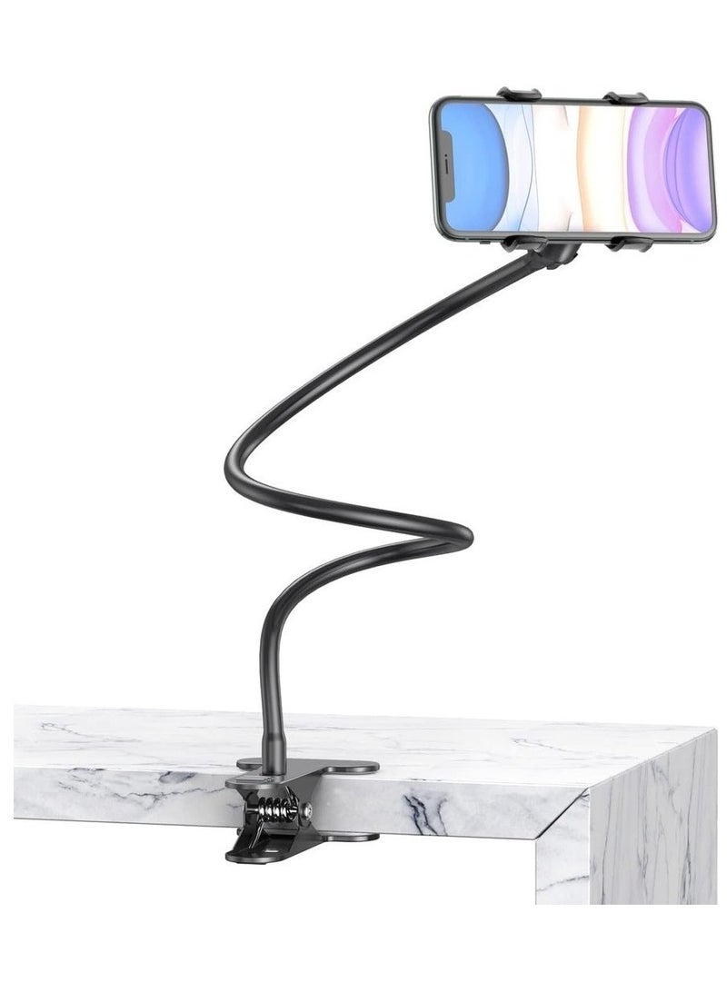 Flexible Solid Grip Phone Holder With Adjustable Universal Gooseneck Smartphone Stand Used For Bed Kitchen Black - Image 1