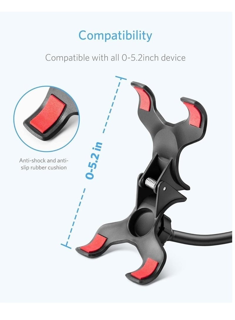 Flexible Solid Grip Phone Holder With Adjustable Universal Gooseneck Smartphone Stand Used For Bed Kitchen Black - Image 3