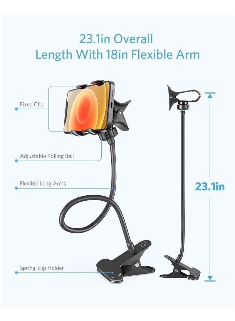 Flexible Solid Grip Phone Holder With Adjustable Universal Gooseneck Smartphone Stand Used For Bed Kitchen Black - Image 5