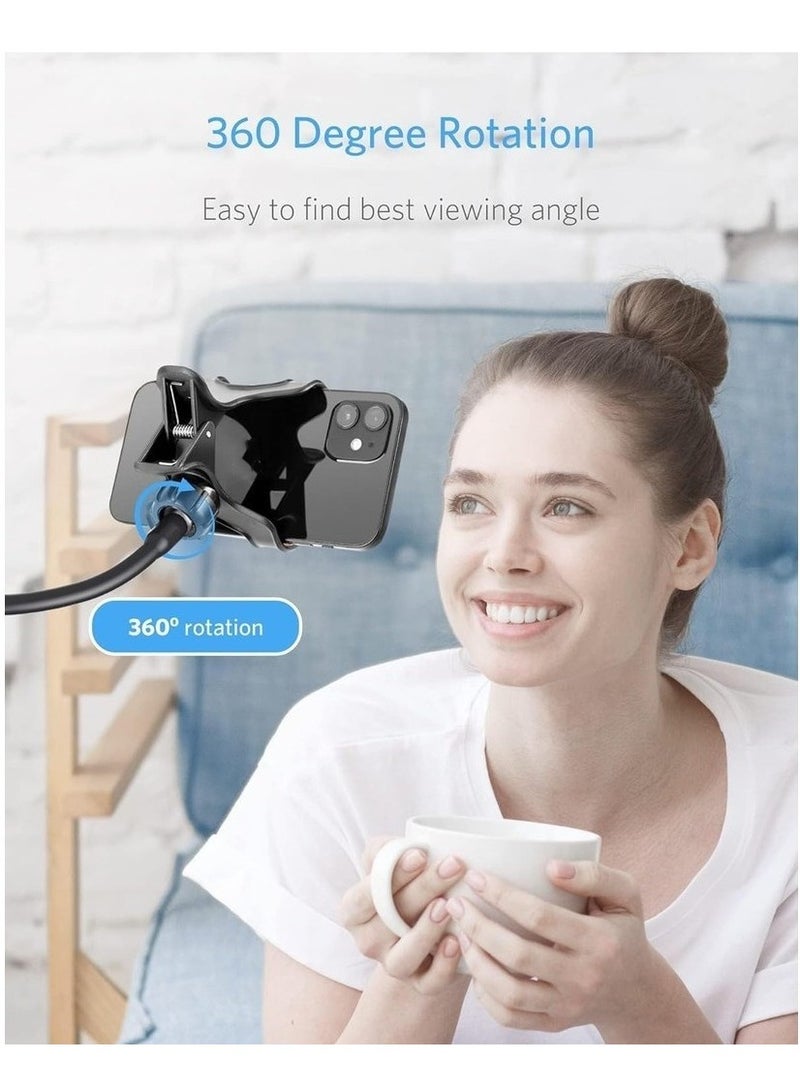 Flexible Solid Grip Phone Holder With Adjustable Universal Gooseneck Smartphone Stand Used For Bed Kitchen Black - Image 2