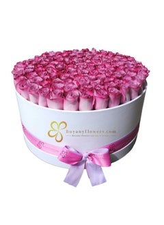 Mulberry Purple Roses In A White Flower Box Luxurious