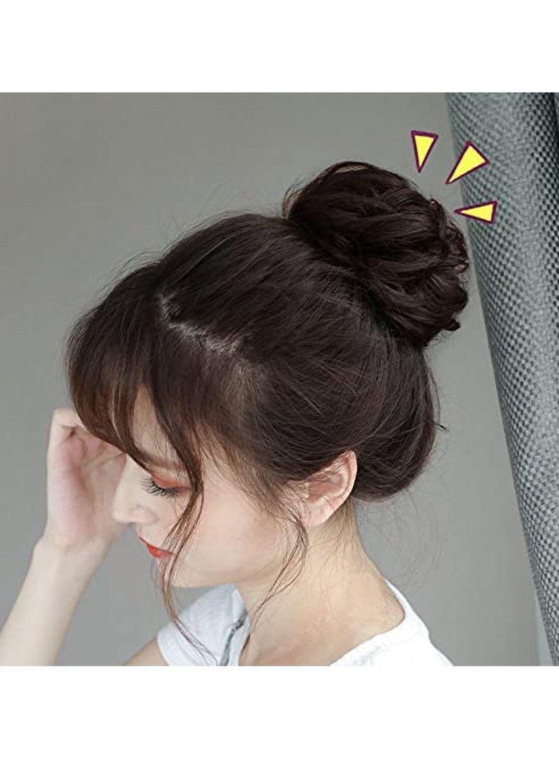 إستيل كعكة شعر فوضوية مع شريط مطاطي مرن وصلات شعر على شكل ذيل حصان أوبدو شينيون دونات على شكل ذيل حصان، شعر صناعي أشعث للنساء (اللون رقم 4) - Image 3