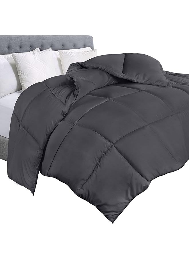 erorex Comforter Duvet Insert Quilted Comforter With Corner Tabs Box Stitched Down Alternative Comforter Twin Grey  - Image 1