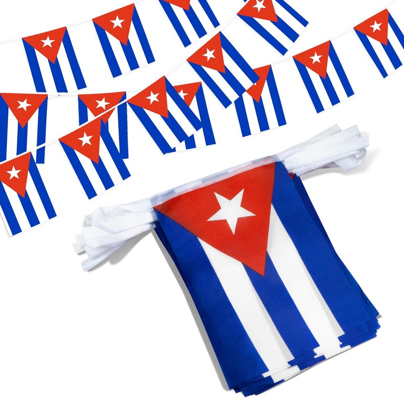 Anley Cuba String Flag Pennant Flags, Patriotic Events 10th of October Cuban Independence Day Decoration Sports Bars - 33 Feet 38 Flags - Image 1