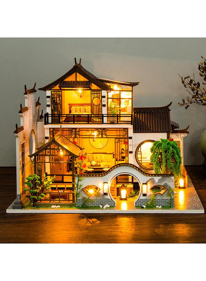 Bluejw Hongda Diy Cabin Antique Poetic Handmade Wooden Building Assembled Large Villa Creative Toys Gift Giving - Image 5