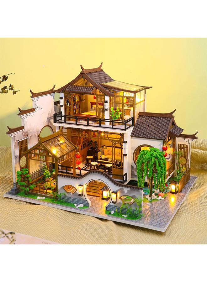Bluejw Hongda Diy Cabin Antique Poetic Handmade Wooden Building Assembled Large Villa Creative Toys Gift Giving - Image 3