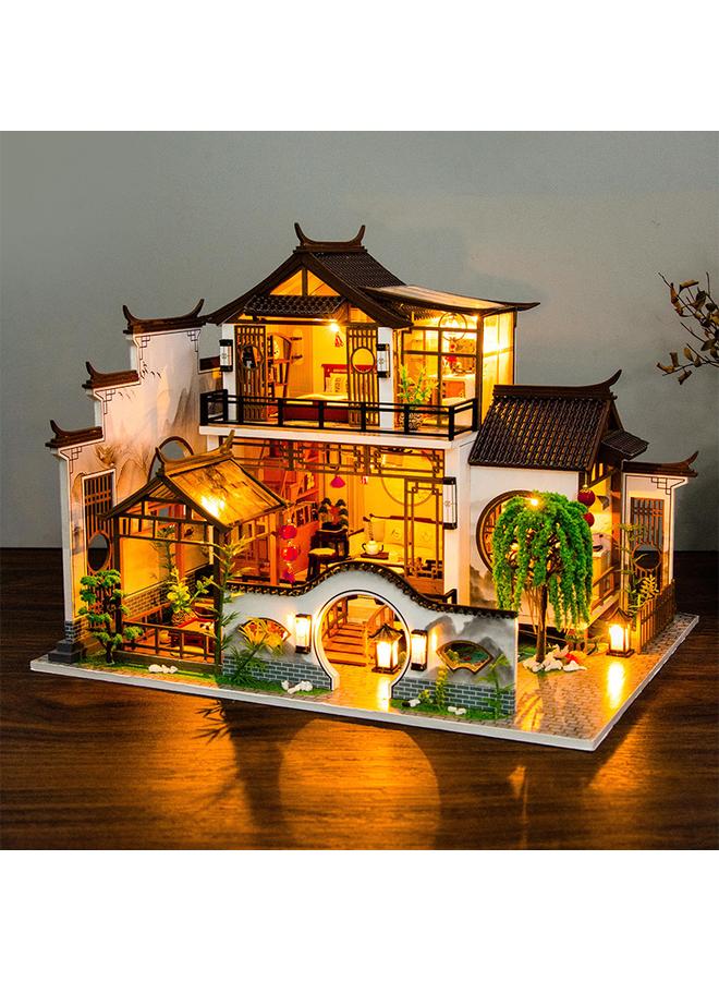 Bluejw Hongda Diy Cabin Antique Poetic Handmade Wooden Building Assembled Large Villa Creative Toys Gift Giving - Image 1