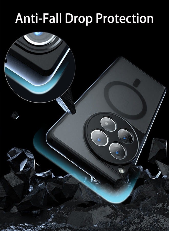 Magnetic Case for OnePlus Ace 3 5G, Frosted Translucent Back Protective Slim Phone Cover, Anti-Fingerprints, Anti-Fall Drop Protection, Shockproof Case for OnePlus Ace 3 5G (Black) - Image 2