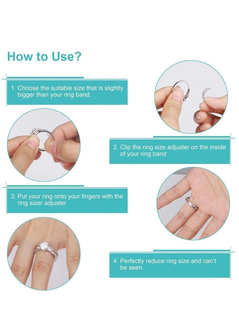 Captaintech - Ring Size Adjuster, Invisible Ring Size Adjuster for Loose Rings with 8 Sizes, Ring Adjuster Fit Any Rings Guard Spacer, Ring Size Reducer Spacer Ring Guard With Wiping Cloth, 8 Pcs - Image 1