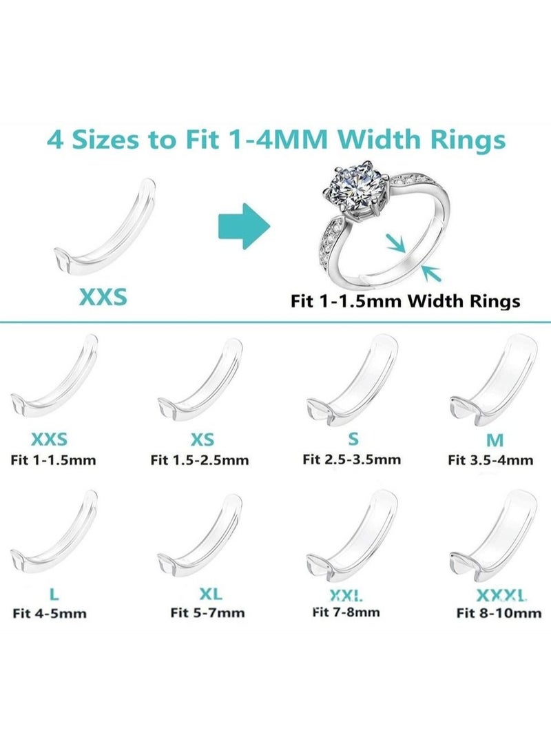 Captaintech - Ring Size Adjuster, Invisible Ring Size Adjuster for Loose Rings with 8 Sizes, Ring Adjuster Fit Any Rings Guard Spacer, Ring Size Reducer Spacer Ring Guard With Wiping Cloth, 8 Pcs - Image 1