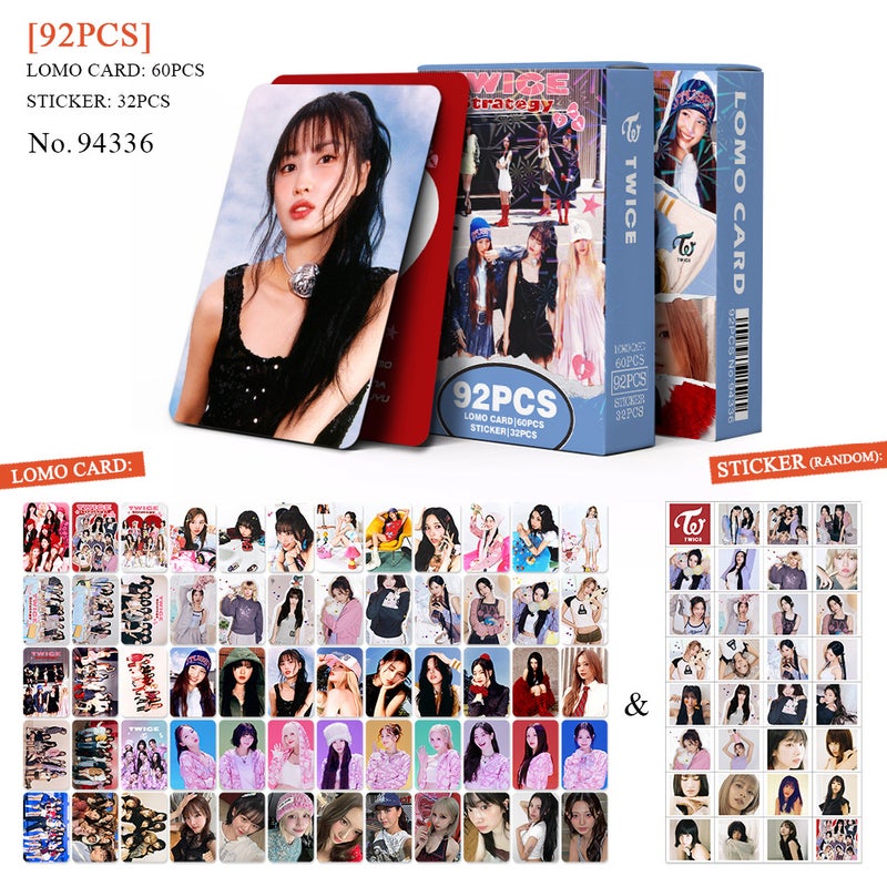 TWICE Lomocard & Sticker Set – 92PCS (60 Lomocards + 32 Random Stickers) | Aesthetic Photo Card Collection for Fans