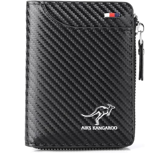 guluxly Men Wallet Zipper Genuine Leather Purs, Aiks Kangaroo Wallets, PU Stylish Soft Simple Design RFID Protected Wallet (Retro Red) - Image 1