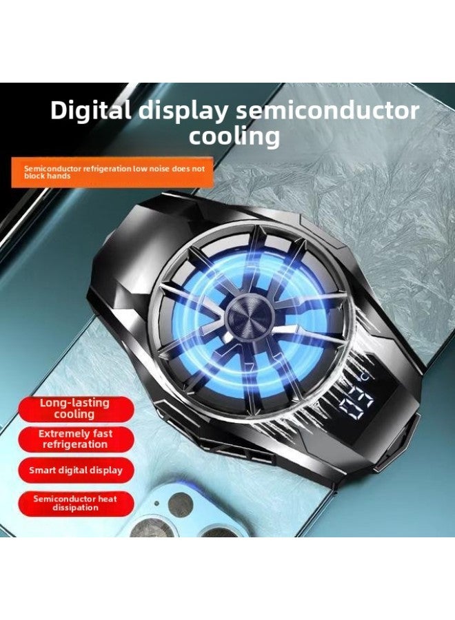 Radiator Magnet Digital Display Semiconductor Refrigeration Mute For Ipad Tablet Xiaomi For Apple For huawei Back Clip-Color:Electroplated Black ★ Ice Seal Digital Display Model [plug-in Model/free 1m Wires] Semiconductor Refrigeration  - Image 1