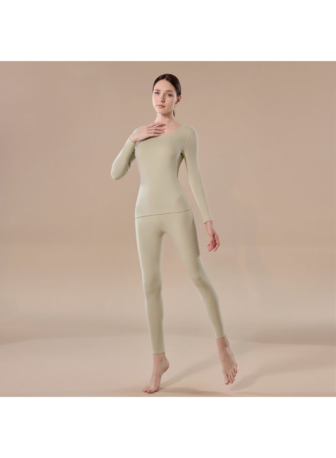 Autumn And Winter Yellow Label Baird Flannel Cashmere Thermal Underwear Women's Fleece Lined Thickened Antibacterial Heating Autumn Clothes And Pants Men's