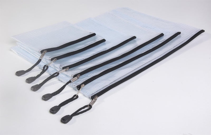 oxe 6 Pieces Travel Pouch, Document Pouch, File Bags (Black, Transparent, PVC, Letter Size, 6 Sizes: 15.4 x 11, 13.4 x 9.4, 11.4 x 8.3, 9.3 x 6.7, 7.7 x 5.3, 6.3 x 4.7 Inches, Modern Style) - Image 2