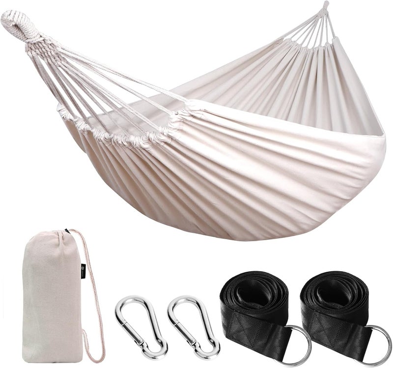 Anyoo Garden Cotton Hammock Comfortable Fabric Hammock with Tree Straps for Hanging Durable Hammock Up to 450lbs Portable Hammock with Travel Bag,Perfect for Camping Outdoor/Indoor Patio Backyard - Image 1