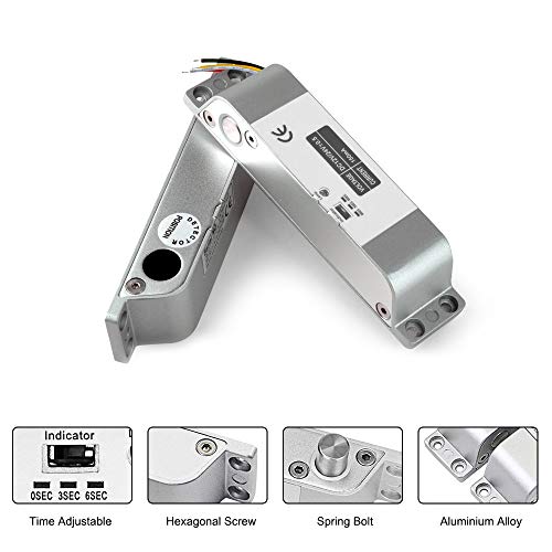 AMOCAM Electric Drop Bolt Lock DC 12V Fail Safe NC Mode Electronic Door Lock for Access Control Security Lock Door (X Bolt Lock) with Time Delay Surface Mounted Lock - Image 2