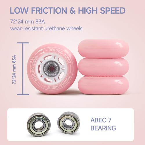 RollingBunny Inline Skates for Women - Adjustable Size Roller Blades for Adult Female, Hard Shell ABEC-7, Smooth and Comfortable - Image 3