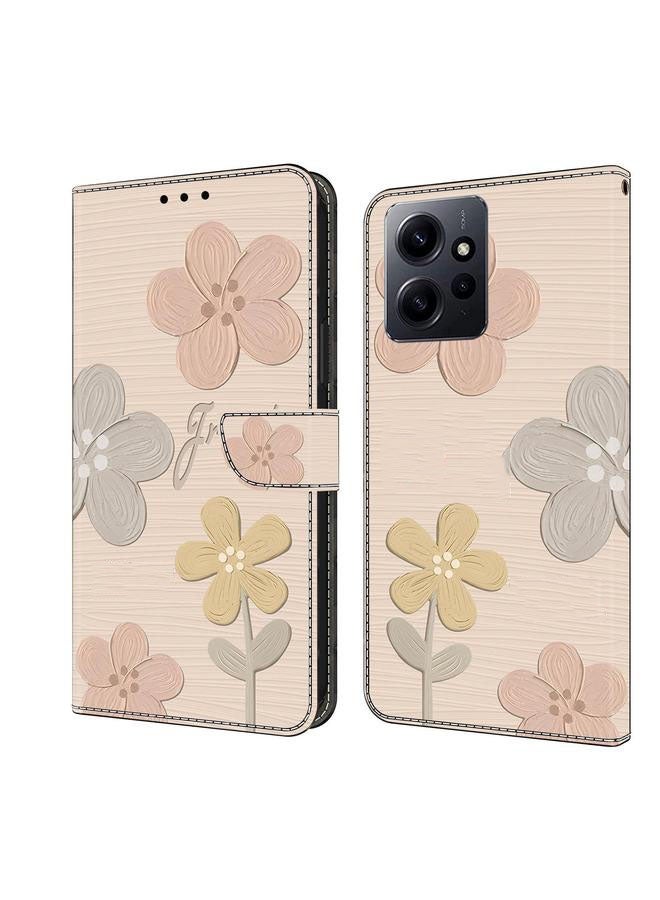 Fresh Painted Leather Wallet Phone Case for Redmi Note 12 4G Global - Image 1