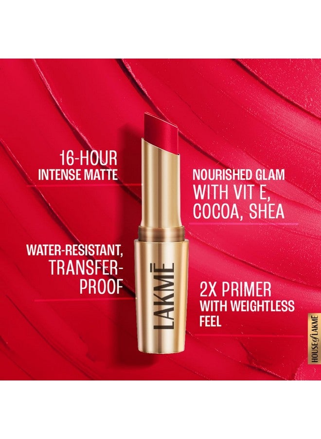 LAKME Lakme 9To5 Primer + Matte Lip Color Mr2 Red Coat, 3.6 G  - Image 3