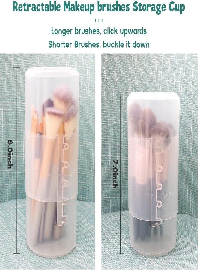 Rinpoche Makeup Organizer Plastic Clear Travel Case Retractable Brush Holder Cup Dustproof Storage Case for Vanity Makeup Artist (Transparent) (Pack of) - Image 2
