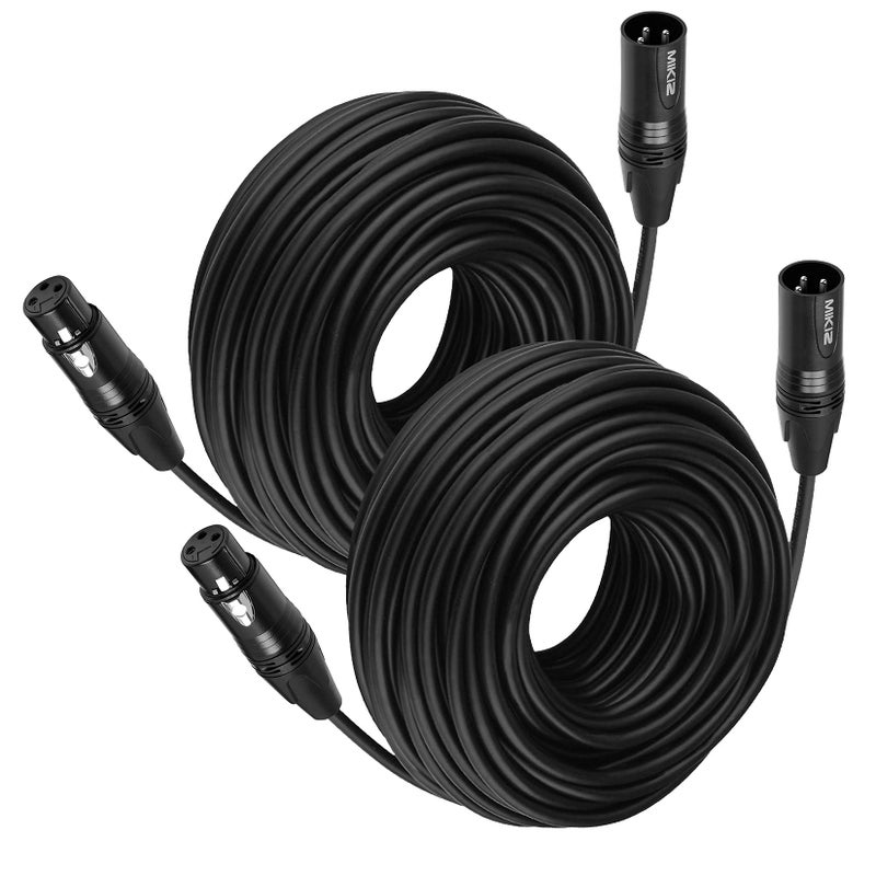 MIKIZ كابلات MIKIZ XLR بطول 50 قدم - حزمة مكونة من 2 - سلك ميكروفون متوازن عالي الجودة 3 دبابيس XLR ذكر إلى أنثى 50 قدم - Image 1