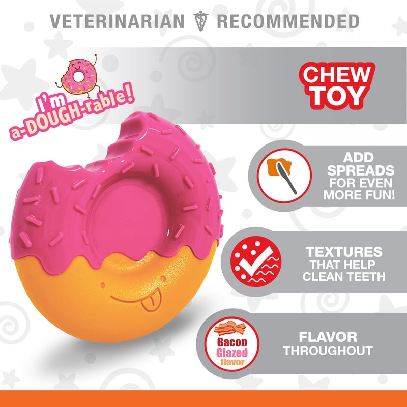 Nylabone Donut Power Chew Toy for Dogs, Dog Toys for Aggressive Chewers, Bacon Glazed Flavor, Large Dogs - Up to 50 lbs, 1 Count - Image 2