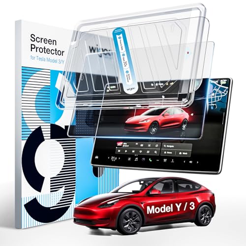 Wigoo Tesla Model Y & Model 3 Screen Protector Matte [No More Glare & Fingerprint] Model Y(2020~2025)/Model 3(2017~2023) Accessories, Tempered Glass Protector with Alignment Kit - Image 1