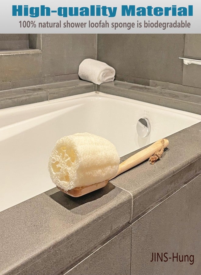 JINS-Hung 2-Pack Natural Loofah Exfoliating Bath Brush - Body luffa loofa Sponge On a Stick - Sponge Scrubber with Long Wooden Handle Back Brush for Men & Women - Bath Spa Shower - Image 2