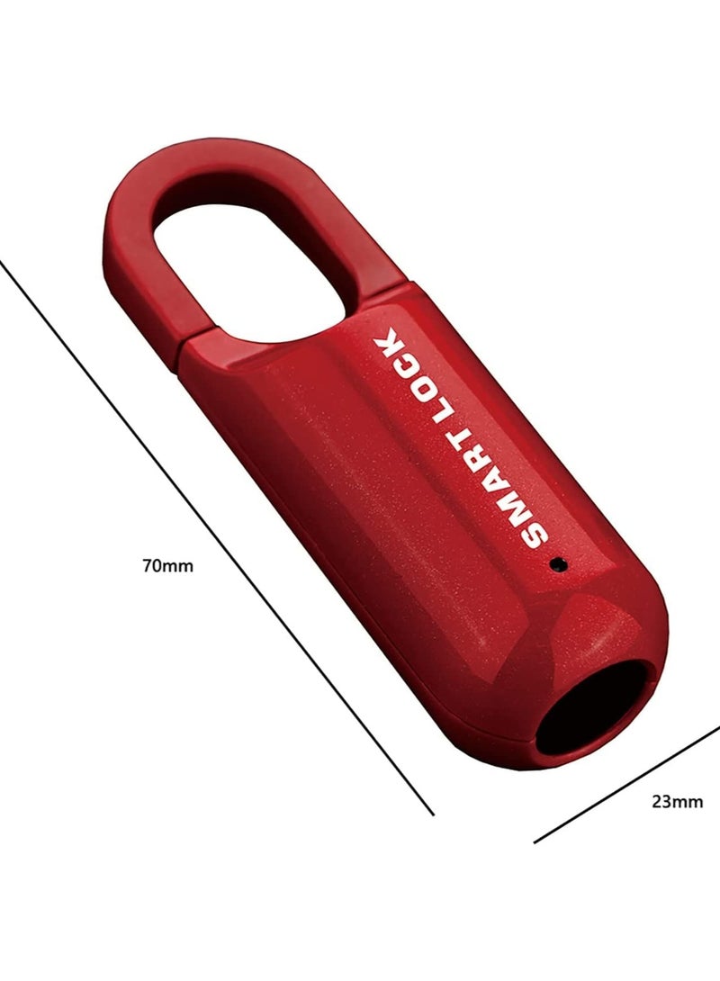 SOLARAE Fingerprint Padlock Multifunctional USB Smart Cabinet Keyless Home Travel Case Drawer Anti Theft Zinc Alloy Lock (Red) - Image 5
