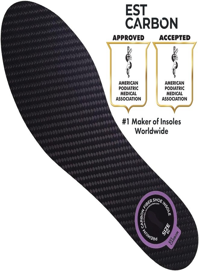 EstCarbon - Carbon Fiber Insoles - 2 Pieces, Men 9.5, Women 10-10.5 - Performance CFI Shoe Inserts for Sports - Stiff Foot Plate - Athletic Orthotic Insole - for Running, Soccer, Basketball - Image 2