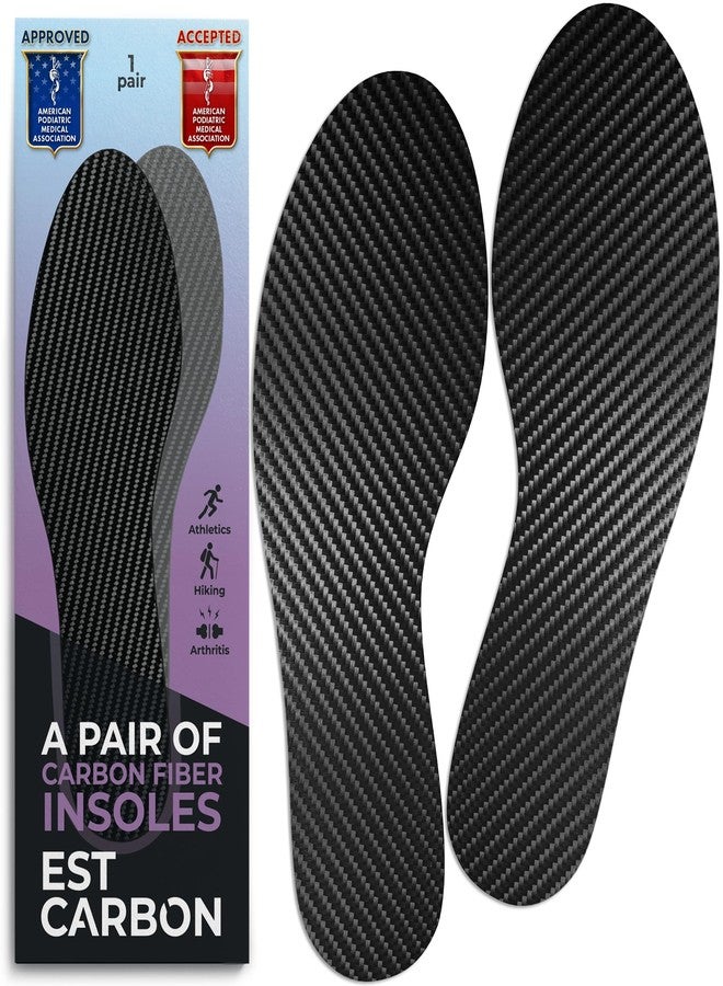 EstCarbon - Carbon Fiber Insoles - 2 Pieces, Men 9.5, Women 10-10.5 - Performance CFI Shoe Inserts for Sports - Stiff Foot Plate - Athletic Orthotic Insole - for Running, Soccer, Basketball - Image 1