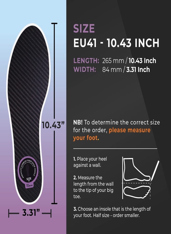 EstCarbon - Carbon Fiber Insoles - 2 Pieces, Men 9.5, Women 10-10.5 - Performance CFI Shoe Inserts for Sports - Stiff Foot Plate - Athletic Orthotic Insole - for Running, Soccer, Basketball - Image 4