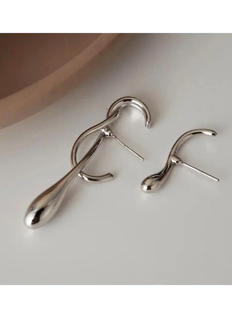 باهلس Silver Color Trend Asymmetrical Water Drop Earrings