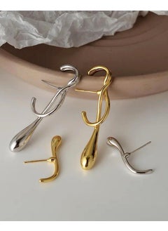 Bahels Silver Color Trend Asymmetrical Water Drop Earrings  - Image 1