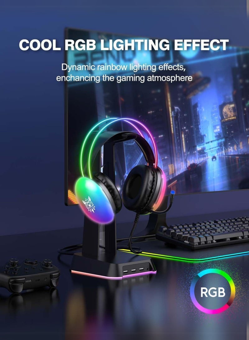 أونيكوما سماعة رأس للألعاب X25، سلكية، مزودة بميكروفون، لأجهزة PS4/PS5/XOne/XSeries/NSwitch/PC | لون أسود - Image 2