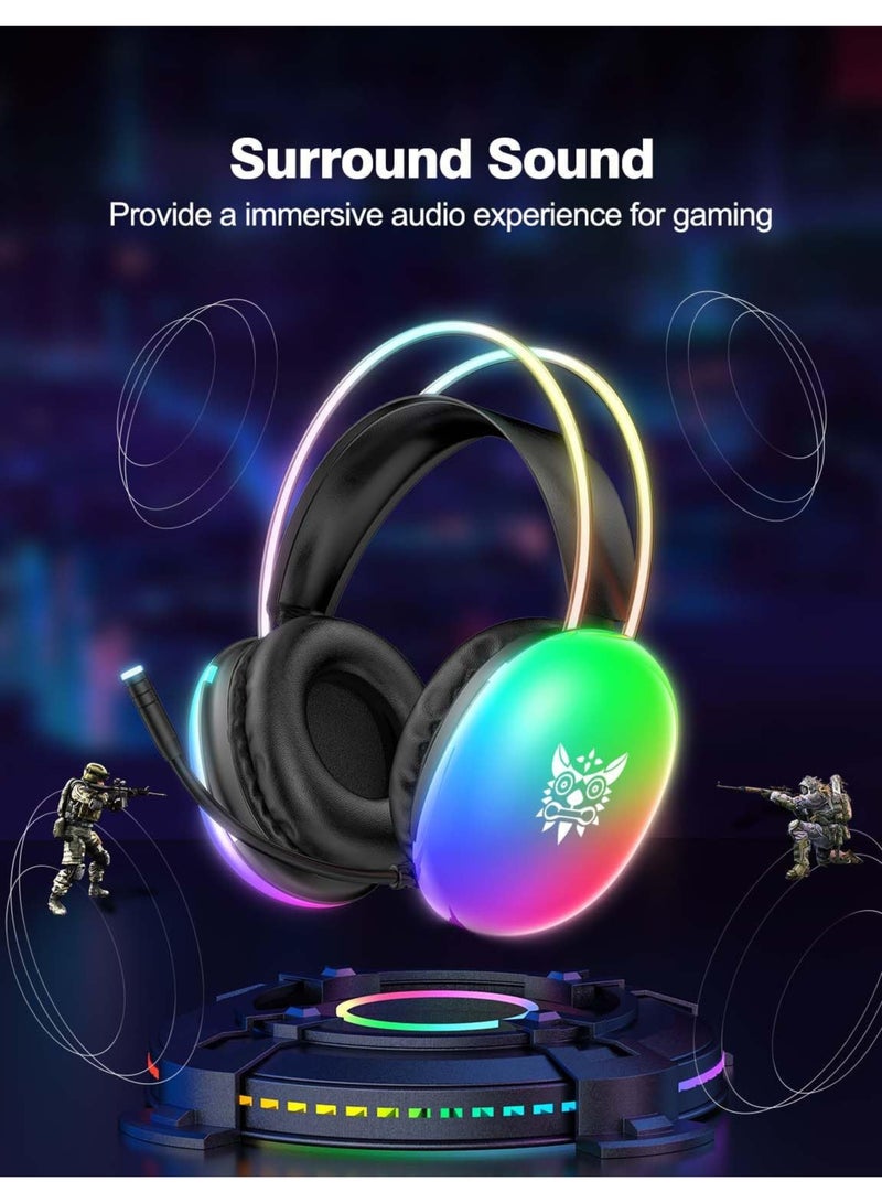 أونيكوما سماعة رأس للألعاب X25، سلكية، مزودة بميكروفون، لأجهزة PS4/PS5/XOne/XSeries/NSwitch/PC | لون أسود - Image 3