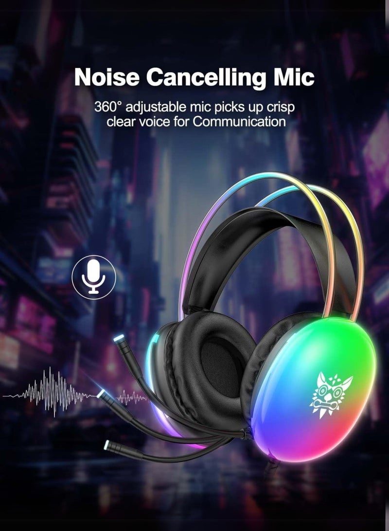 أونيكوما سماعة رأس للألعاب X25، سلكية، مزودة بميكروفون، لأجهزة PS4/PS5/XOne/XSeries/NSwitch/PC | لون أسود - Image 4