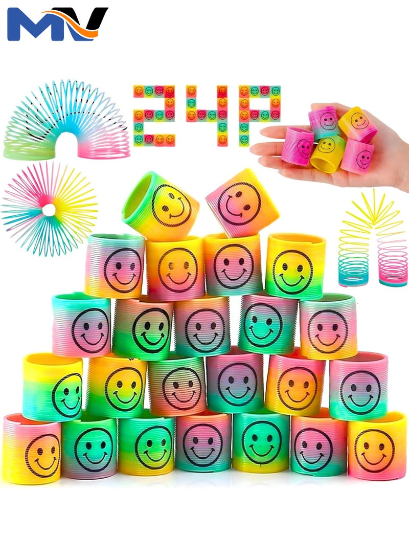 MAGIC VAULT 24Pcs Pieces Magic Springs, Rainbow Spiral Spool, Mini Spring Toys, Coil Mini Springs Bulk Toys, Children's Birthday Gift Pack, Classroom Prizes for Kids Boys Girls Party Favour Stocking Fillers - Image 1
