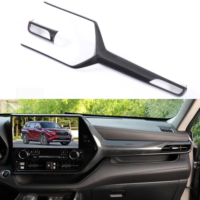 for Toyota Highlander 2025 2024 2023 2022 2021 2020 Central Control Dashboard Wind Outlet Trims Sporty Carbon Fiber Grain Interior Screen Frame Trims for Highlander L LE XLE XSE Nightshade