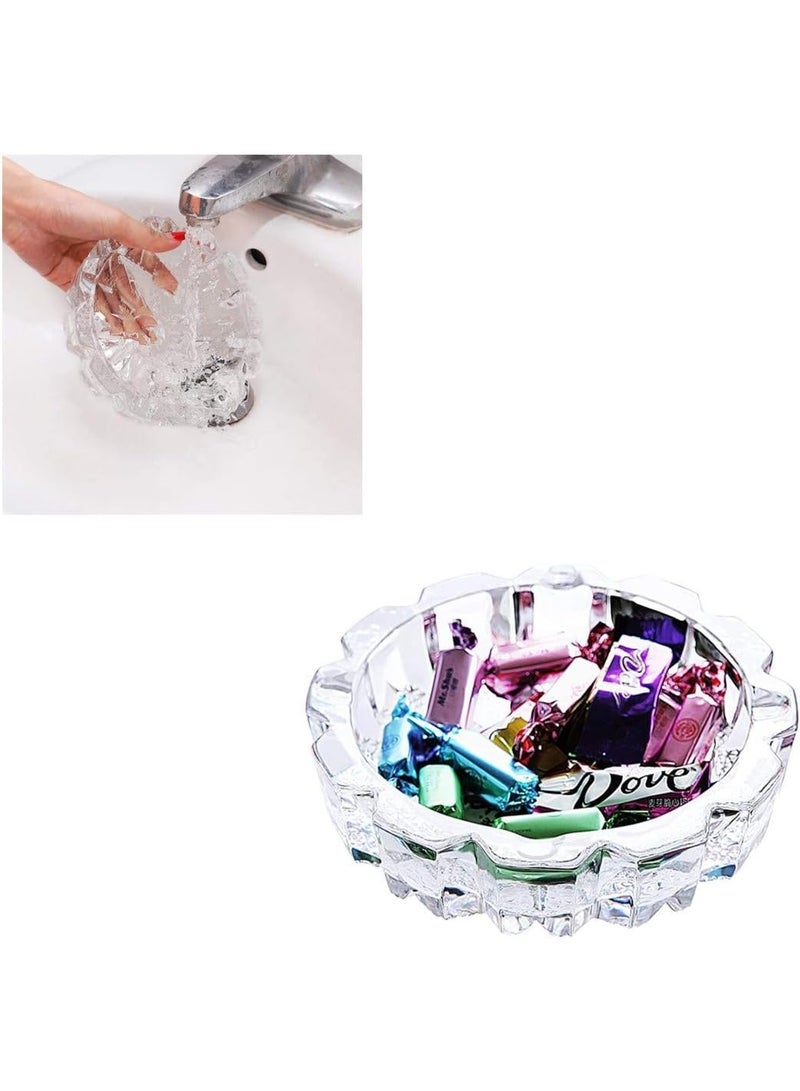 Ashritha Round Deli Green Apple Crystal Heavy Glass Ashtray for Indoor and Outdoor Decorative (Round) - Image 2
