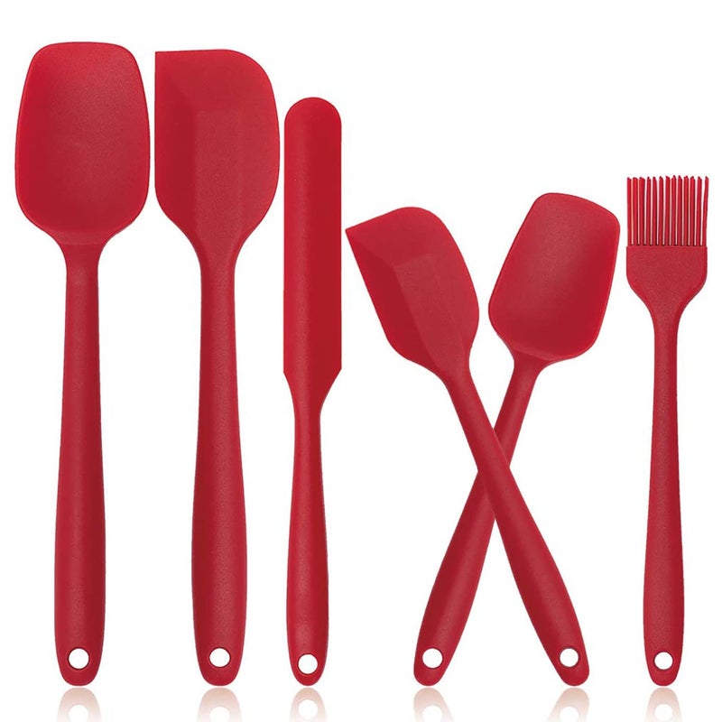 SEASPIRIT Silicone Spatula Sets of 6 Pcs Made of 100 Food Grade Silicone One Piece Design Seamless HeatResistant Spatula Perfect for Spatula Cooking Baking and Mixing Red - Image 1