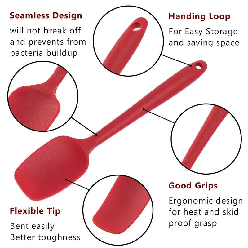 SEASPIRIT Silicone Spatula Sets of 6 Pcs Made of 100 Food Grade Silicone One Piece Design Seamless HeatResistant Spatula Perfect for Spatula Cooking Baking and Mixing Red - Image 3