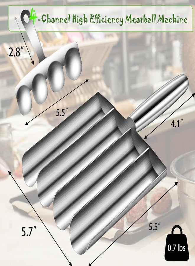 VEMJO 4-in-1 Meatball Maker Tool, 304 Stainless Steel Meatball Scoop & Mold, Makes 4 Uniform Meatballs at Once, Nonstick Release, Dishwasher Safe, for Pasta, Soup, Meal Prep & Party Appetizers - Image 2